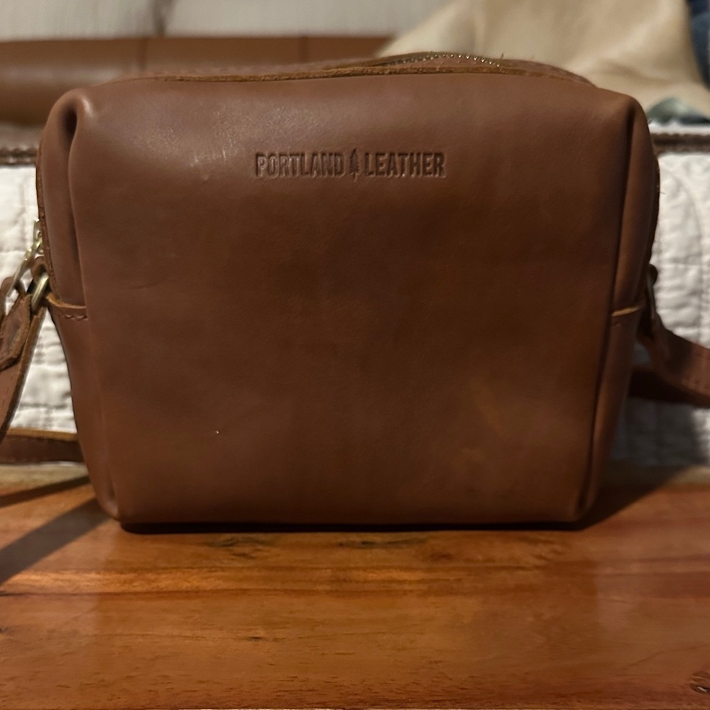 Portland Leather Honey Camera Crossbody Bag